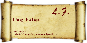 Láng Fülöp névjegykártya